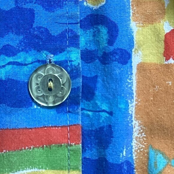 Coldwater Creek Cotton Jacket Sz M Watercolor Beach Print #27Q - Picture 7 of 9